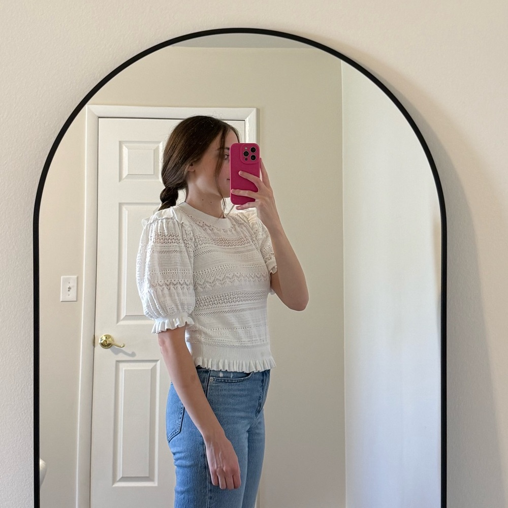 Ulla Johnson Cream Fine Knit Sweater Top